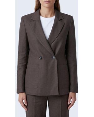 Harris Wharf London Double-Breasted Viscose Blazer - Grey