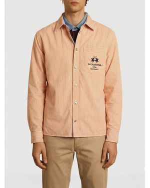 La Martina Striped Cotton Shirt Jacket - Natural