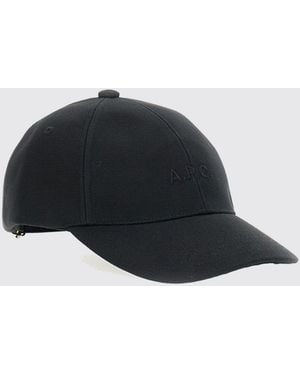 A.P.C. Cotton Baseball Cap With Contrasting Embroidered Logo - Black
