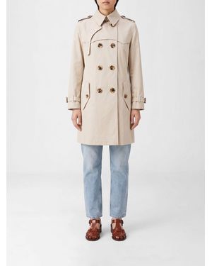 Burberry Double-Breasted Cotton Trench Coat - Natural