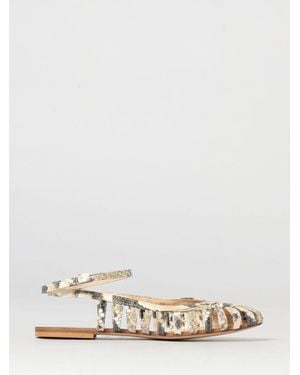 Anna F. Laminated Leather Sandals - Natural