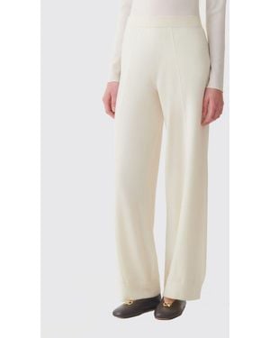 Fabiana Filippi Straight-Leg Wool, Silk, And Cashmere Knit Trousers - Natural