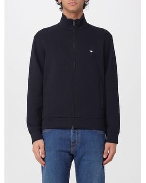 Emporio Armani Cotton Blend Zip-Up Sweatshirt - Blue