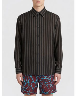 Dries Van Noten Striped Cupro Shirt - Black