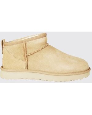 UGG Classic Ultra Mini Waterproof Suede Platform Ankle Boots - Natural