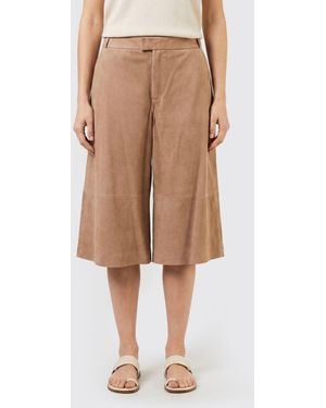 Arma Jina Cropped Wide-Leg Suede Leather Pants - Natural
