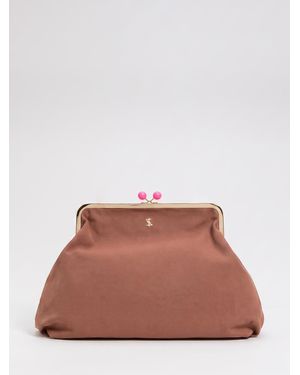 Twinset Clutch Myfo De Mezcla De Algodón - Marrón