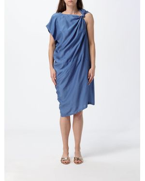 Tela One-Shoulder Asymmetrical Linen Midi Kaftan - Blue