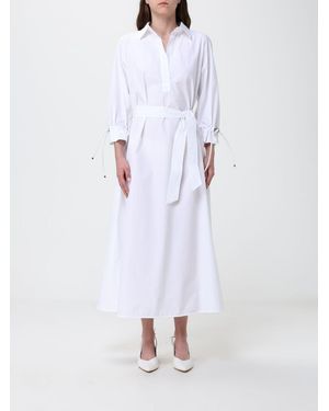 Max Mara Midi Cotton Poplin Shirt Dress With A Tie-Waist Belt - White