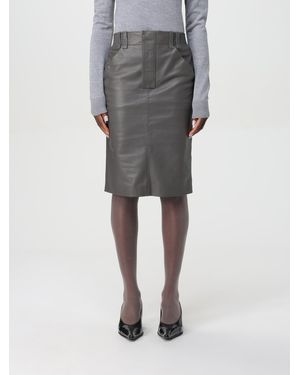 Saint Laurent Bleistiftrock Aus Leder - Grau