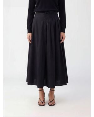 MSGM Pleated Cotton Midi Skirt - Black
