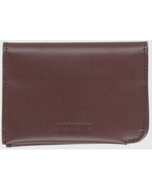 Jacquemus Leather Bifold Card Holder With Front Embossed Logo - Purple
