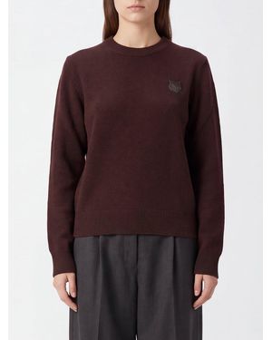 Maison Kitsuné Maison Kitsun&Eacute Chillax Fox Logo-Patch Wool Crewneck Sweater - Red