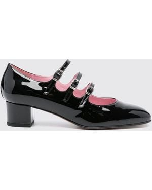 CAREL PARIS Kina Patent Leather Mary Jane Pumps With Low Heel - White