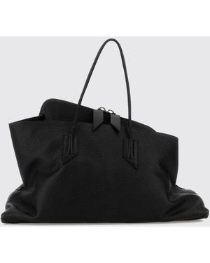 The Attico La Passeggiata Asymmetrical Calfskin Handbag - Black