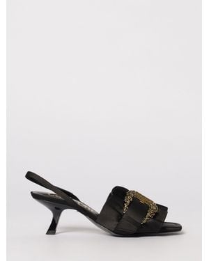 Versace Jeans Couture Satin Sandals With Baroque Buckle - Black