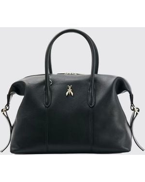 Patrizia Pepe Calfskin Handbag With Fly Logo And Removable Shoulder Strap - Black