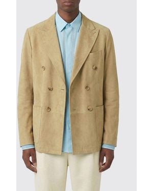 Canali Double-Breasted Suede Blazer - Natural