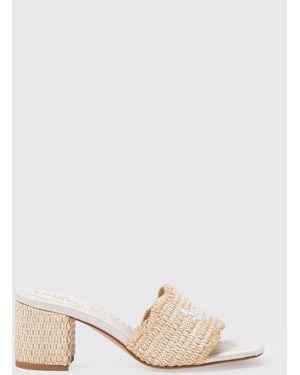 Twinset Raffia Mules With Embroidered Logo - Natural