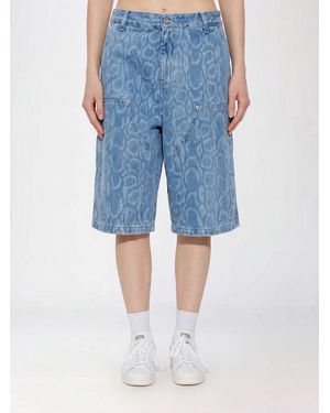 Carhartt Python Print Denim Bermuda Shorts Snake Nixon Double Knee - Blue