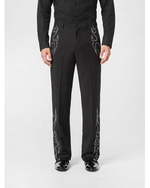 Philipp Plein Wool Tailored Pants With Studs - Black