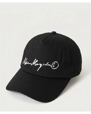 MM6 by Maison Margiela Cotton Baseball Cap With Printed Logo And Visor - Black
