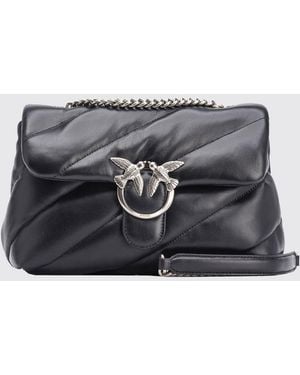 Pinko Bolso De Hombro Classic Love Bag Puff De Napa Matelassé Con Hebilla Logo - Gris