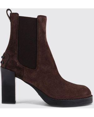 Tod's Suede Chelsea Boots With High Block Heel - Brown