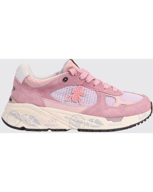 Premiata Mased Laminated Leather And Nylon Sneakers - Pink