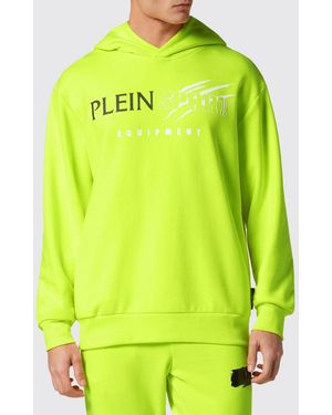 Philipp Plein Printed Logo Cotton Hoodie With Dropped Shoulders - Green