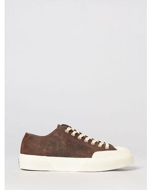 Superga 2432 Works Tumbled Leather Sneakers With Worn Effect - Brown