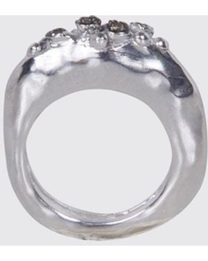 Rosa Maria Ring With Set Diamonds - Metallic