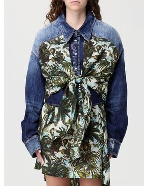 DSquared² Denim Shirt With Printed Inserts - Blue