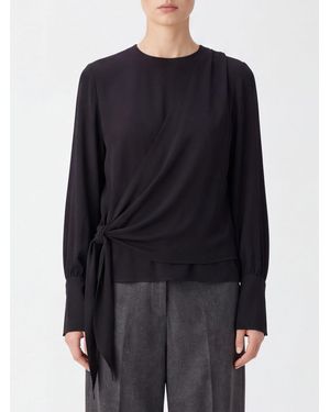 FEDERICA TOSI Draped Viscose Blouse With Ruched Shoulders And Belt - Blue