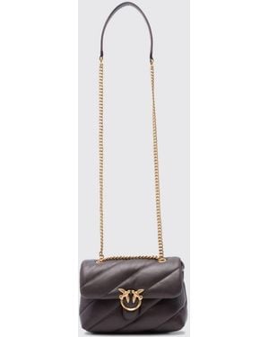 Pinko Classic Love Bag Puff Matelassé Nappa Mini Shoulder Bag With Logo - White