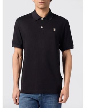 Billionaire Short-Sleeved Cotton Polo Shirt With Applied Logo - Black