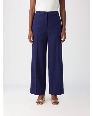 Alberto Biani High-Waisted Wide Leg Cotton Trousers With Belt Loops - Blue