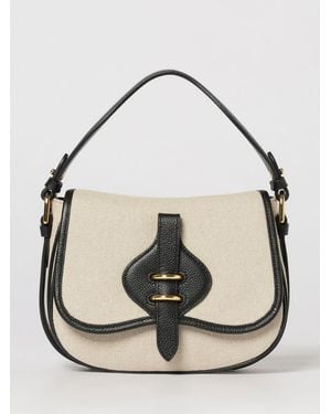 Coccinelle Mavery Canvas And Grained Leather Bag - Natural