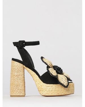 Paloma Barceló Suede Platform Sandals Paloma Barceló With Square Block Heel And Bow - Black