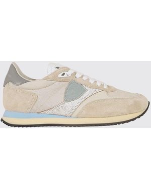 Philippe Model Suede And Lurex Sneakers - White