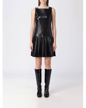 Courreges CourrÈ Ges A-Line Vinyl Mini Dress With Pleated Design - Black