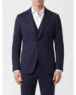 Circolo 1901 Formal Single-Breasted Stretch Cotton Blazer With Two Buttons - Blue
