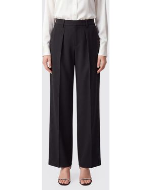 N°21 Pantalon Large De Tailleur En Crêpe À Taille Haute Et Pinces - Noir