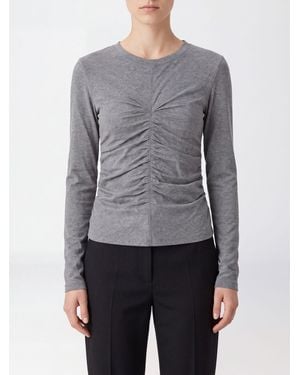 Isabel Marant Slim Fit Wool Blend Top With Ruched Waist - Gray