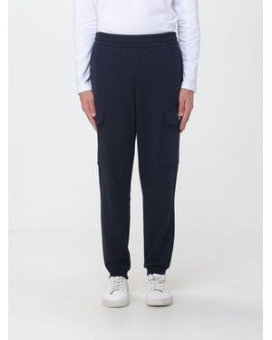 EA7 Pantalon De Jogging Cargo En Jersey De Coton Avec Grandes Poches Et Bas Élastique - Bleu