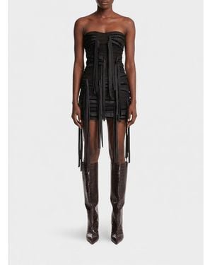 The Attico Off-The-Shoulder Corset Mini Dress With Sweetheart Neckline - Black