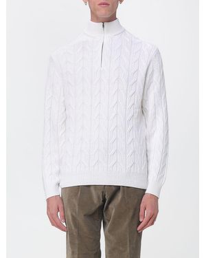 Luciano Barbera Pure Cashmere Half-Zip High-Neck Jumper - White