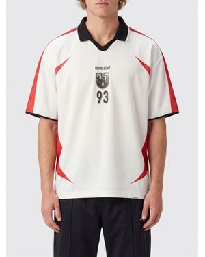 Represent Polyester T-Shirt With Classic Collar And V-Neck - White