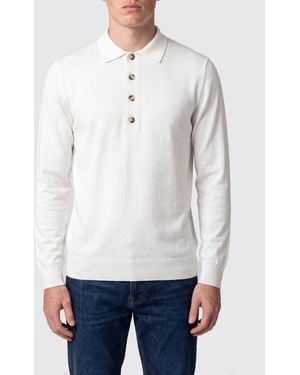 Eleventy Polo De Punto De Manga Larga De En Mezcla De Cachemir Y Algodón - Blanco