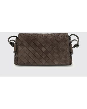 Bottega Veneta Woven Suede Notturno Bag - Grey
